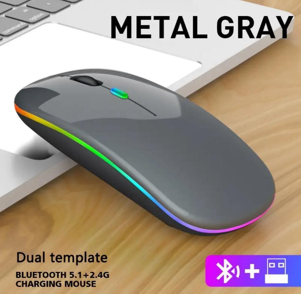 New Slim Silent Rechargeable Wireless Mouse RGB LED USB Mice MacBook Laptop PC